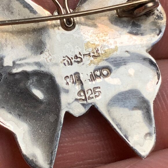 Vintage Sterling Silver 925 Mexico Abalone Butterfly Brooch 1.25" x 1.4" - Picture 7 of 11